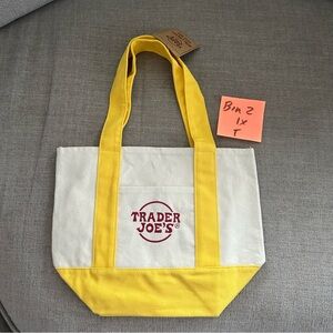 Mini Trader Joe’s Yellow and White Tote Bag (2b)